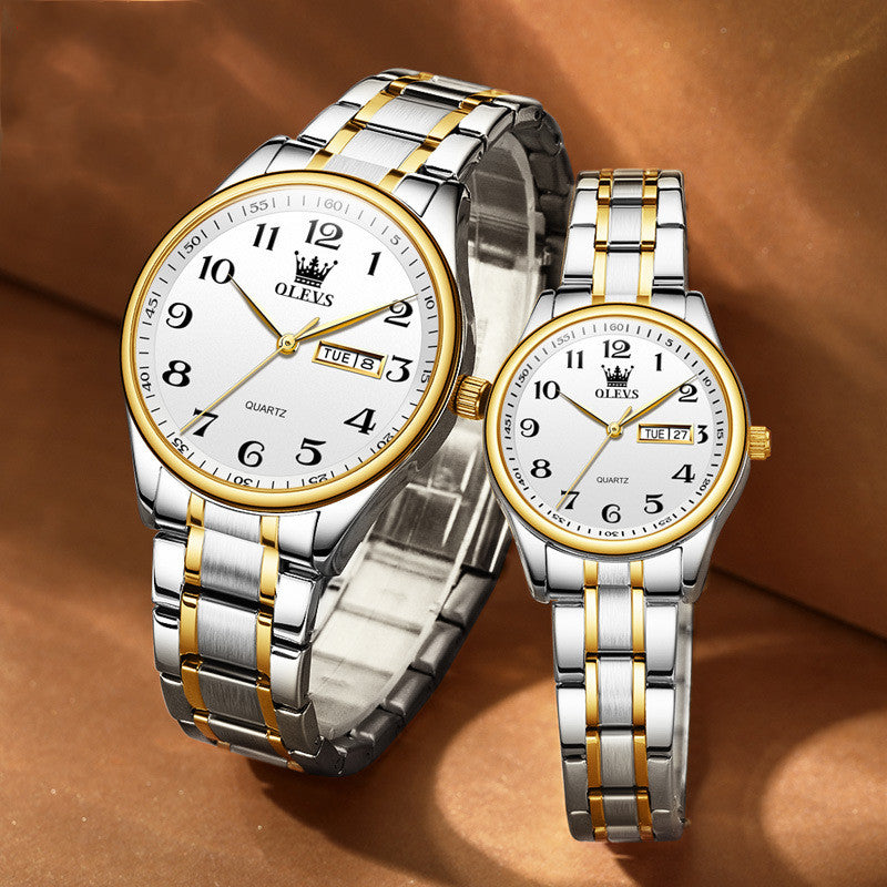 steel band calendar quartz watch - MRSLM