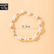boho shell and stone anklet set, view 8 - MRSLM