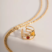 stainless steel mesh open ring with resin diamond, view 4 - MRSLM