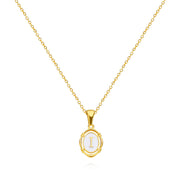 golden drip oil letter pendant necklace, view 21 - MRSLM