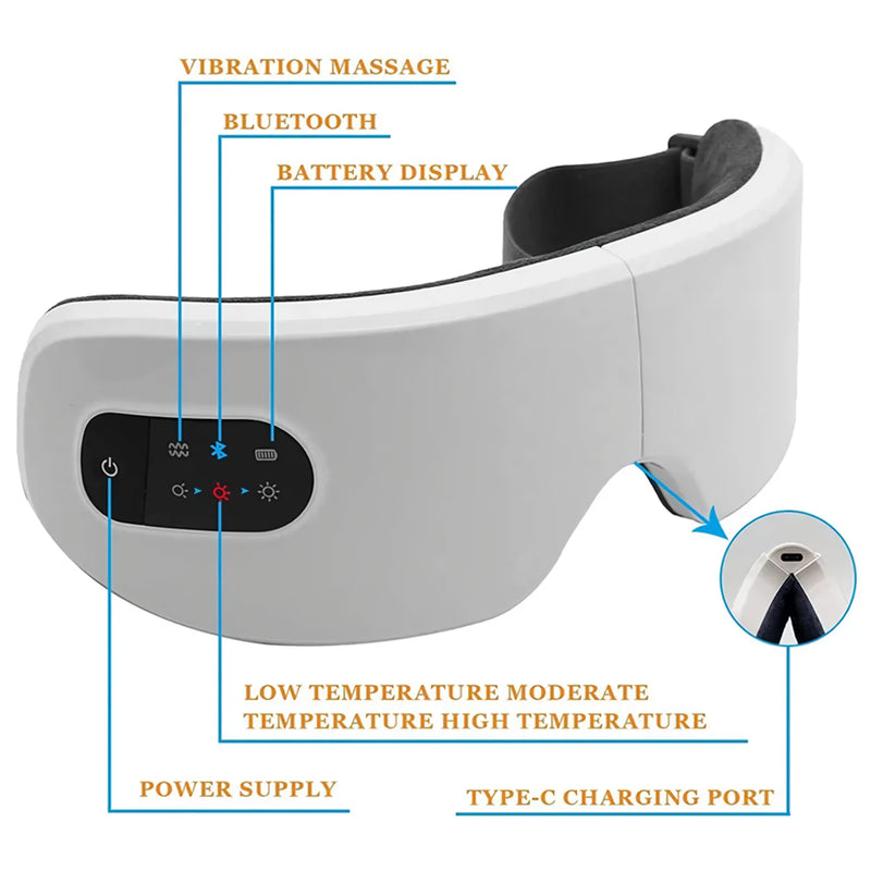 smart eye massager with heat and bluetooth, view 3 - MRSLM