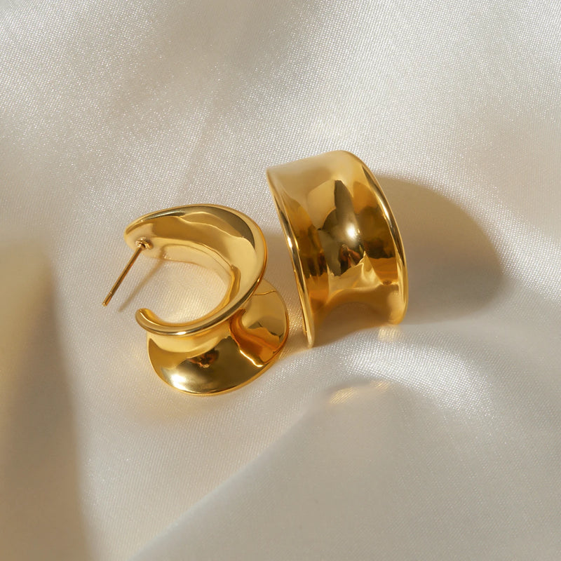 18k gold plated spiral stud earrings, view 5 - MRSLM