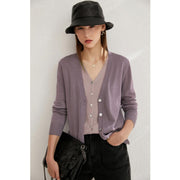 minimalist v-neck wool blend cardigan, view 5 - MRSLM