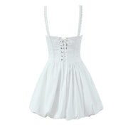 lace splicing sling dress, view 4 - MRSLM