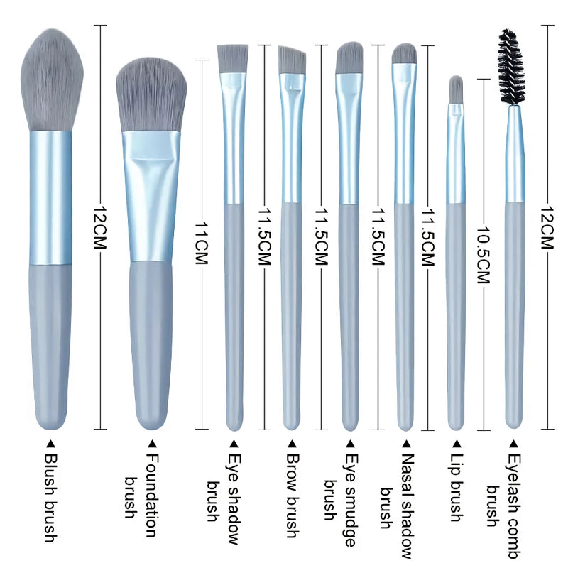 8pcs mini makeup brush set, view 9 - MRSLM