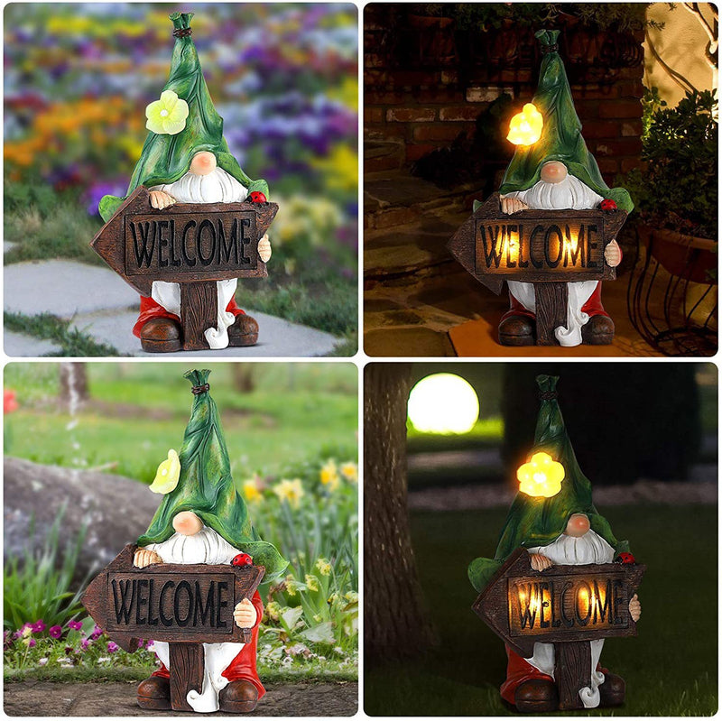 solar resin garden statue lamp, view 4 - MRSLM