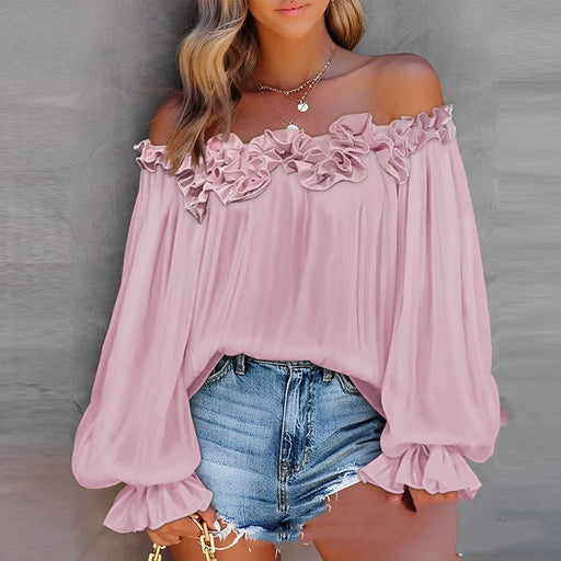 Ruffled off-shoulder long sleeve top - MRSLM