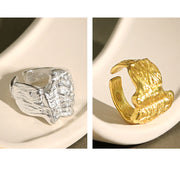 s925 silver concave texture open ring, view 5 - MRSLM
