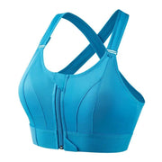 women's zip-front sports bra, view 3 - MRSLM