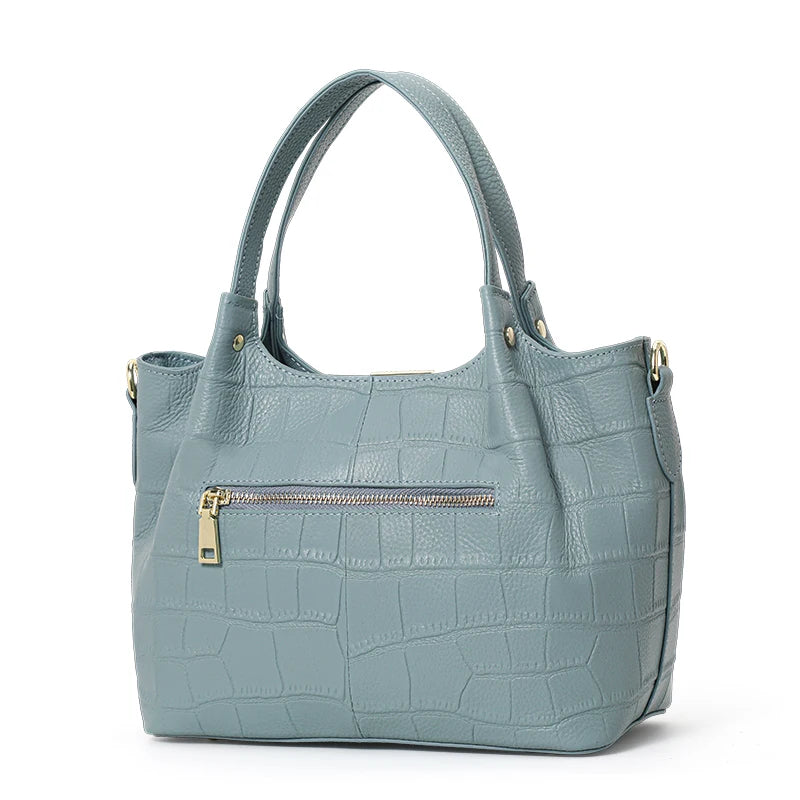 crocodile pattern leather handbag, view 7 - MRSLM