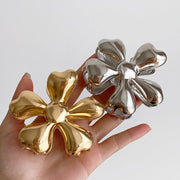 gold floral metal hair claw, view 9 - MRSLM