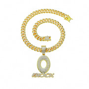 letter O pendant Cuban chain necklace, view 3 - MRSLM