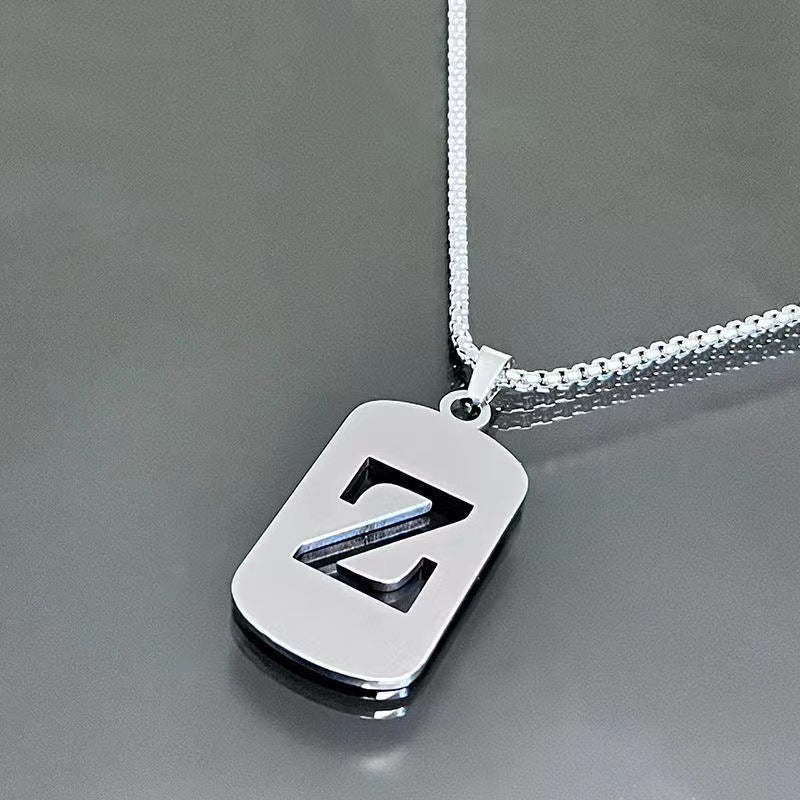 titanium steel letter necklace, view 21 - MRSLM