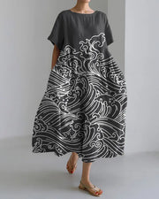 women's printed short-sleeved dress, view 6 - MRSLM