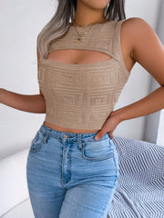 women's sleeveless cropped knit top, view 5 - MRSLM