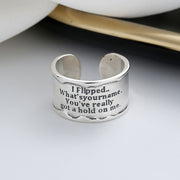 sterling silver wide letter open ring, view 7 - MRSLM