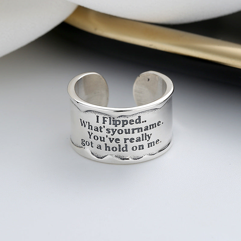 sterling silver wide letter open ring, view 7 - MRSLM