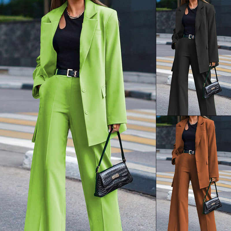 women's long sleeve coat and pants two-piece suit, view 8 - MRSLM