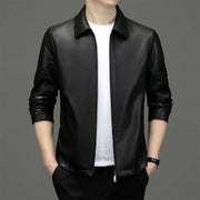lapel leather jacket men diamond pattern, view 3 - MRSLM