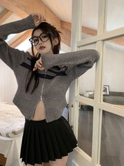 women's slim zip stand collar sweater coat, view 9 - MRSLM