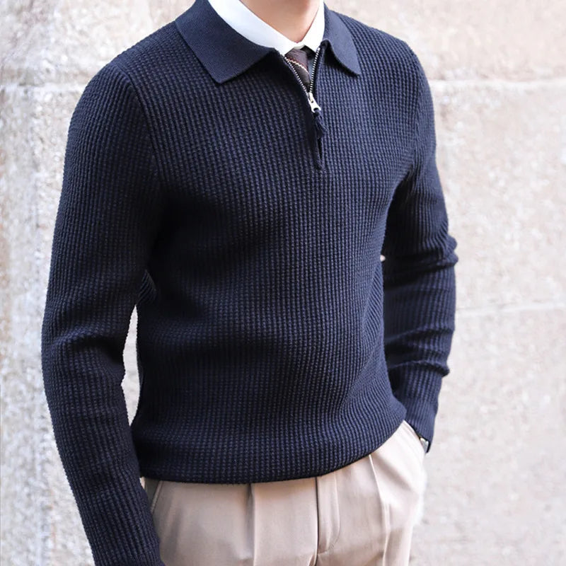 men's slim fit knit pullover sweater, view 2 - MRSLM