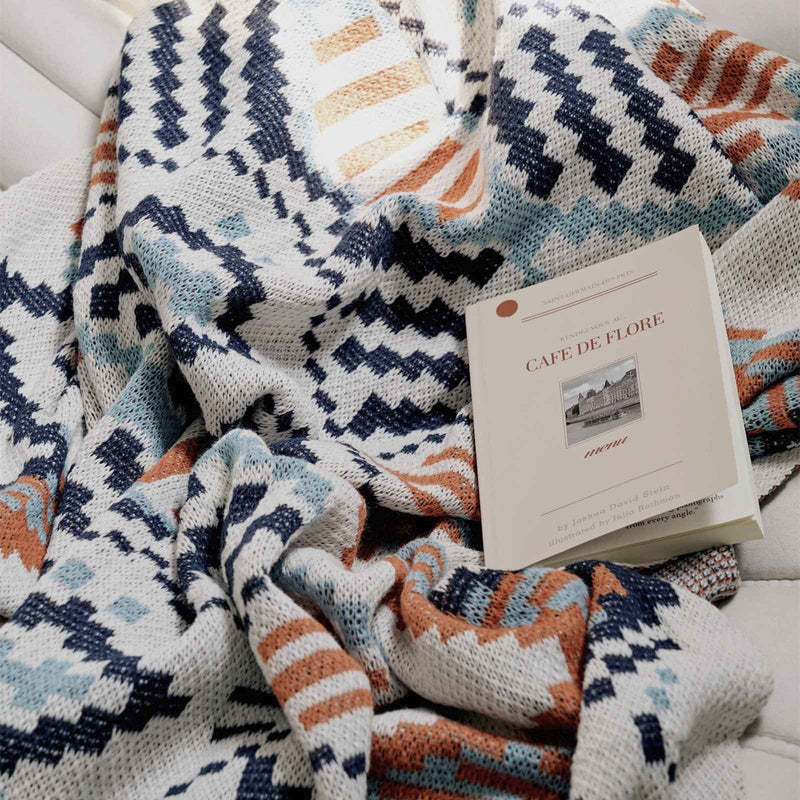 boho geometric thin cotton blanket, view 7 - MRSLM
