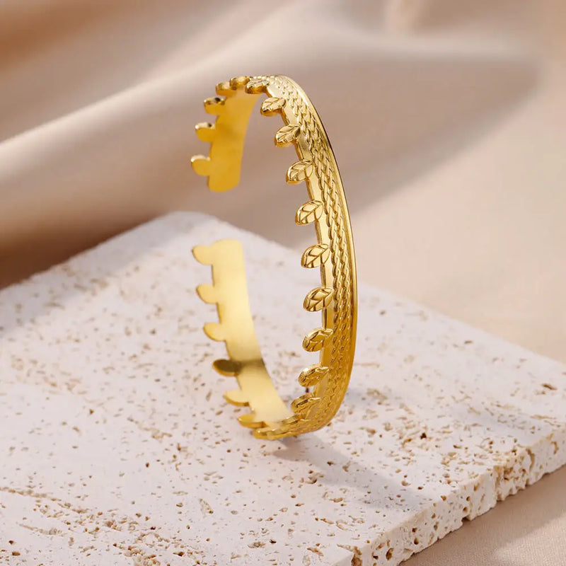 gold vintage cuff bracelet, view 6 - MRSLM