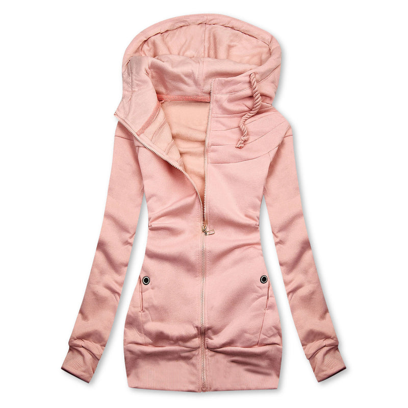 women's plush hooded zip sweater coat, view 3 - MRSLM