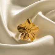 18K gold-plated open floral statement ring, view 6 - MRSLM