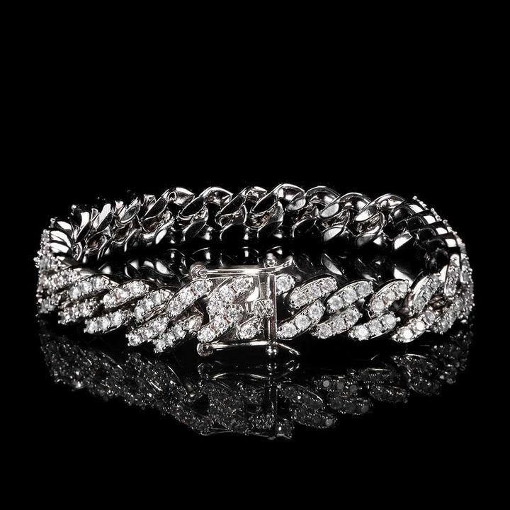 Hip Hop 9mm Single Row Zircon Cuban Bracelet Real Gold Plating