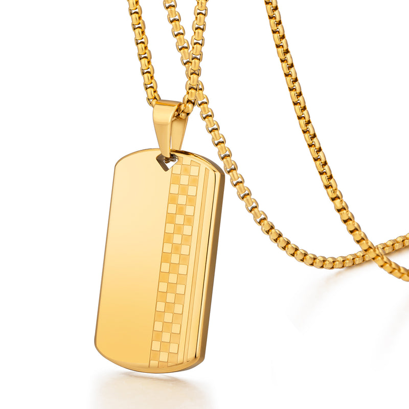 checkerboard pendant necklace, view 3 - MRSLM