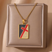 stainless steel cross pendant necklace, view 8 - MRSLM