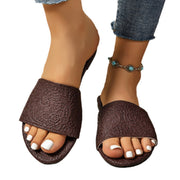 Retro textured flat slide sandals, view 5 - MRSLM