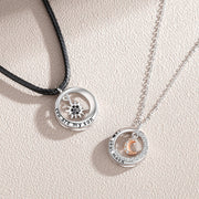 silver sun and moon circle necklace, view 5 - MRSLM