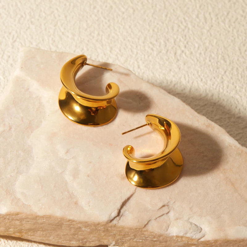 18k gold plated spiral stud earrings, view 6 - MRSLM