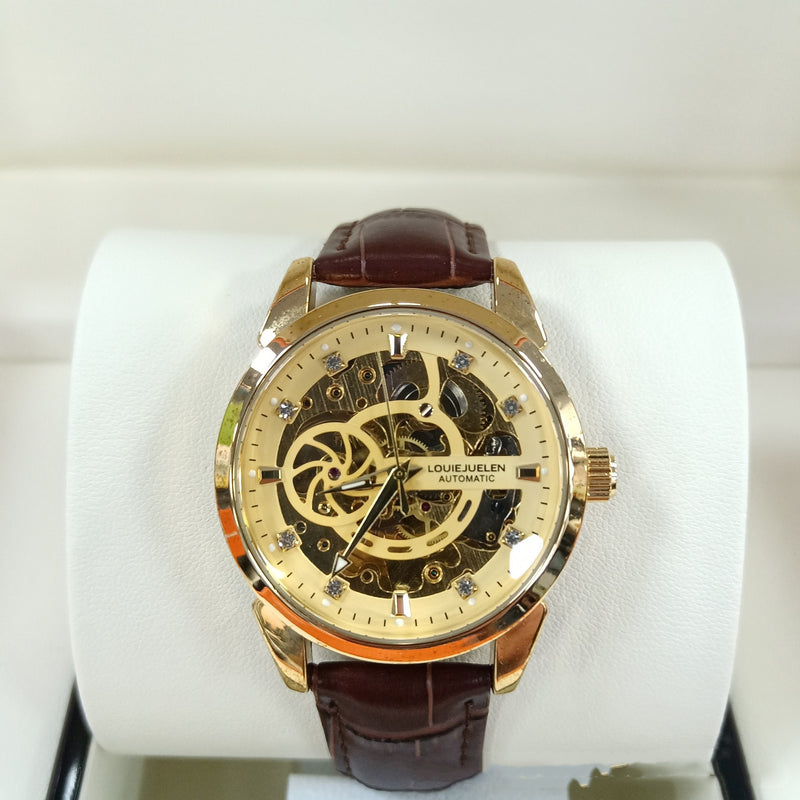 Hollow men's leather belt mechanical watch, view 2 - MRSLM