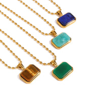 gold plated natural stone pendant necklace, view 10 - MRSLM