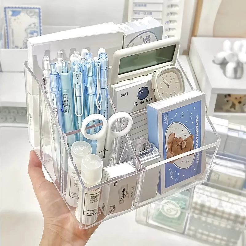 transparent desktop pen holder organizer, view 4 - MRSLM