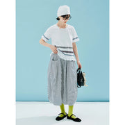 plaid lace color block T-shirt, view 5 - MRSLM