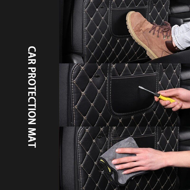 PU leather car seat back protector, view 8 - MRSLM