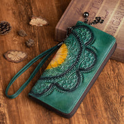 long cowhide leather women's wallet, view 5 - MRSLM