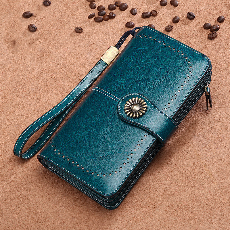 women's long leather clutch wallet, view 5 - MRSLM