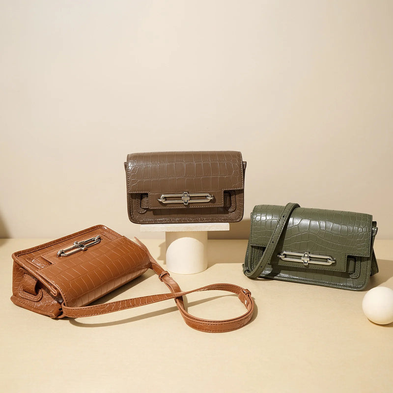 crocodile pattern shoulder bag, view 10 - MRSLM