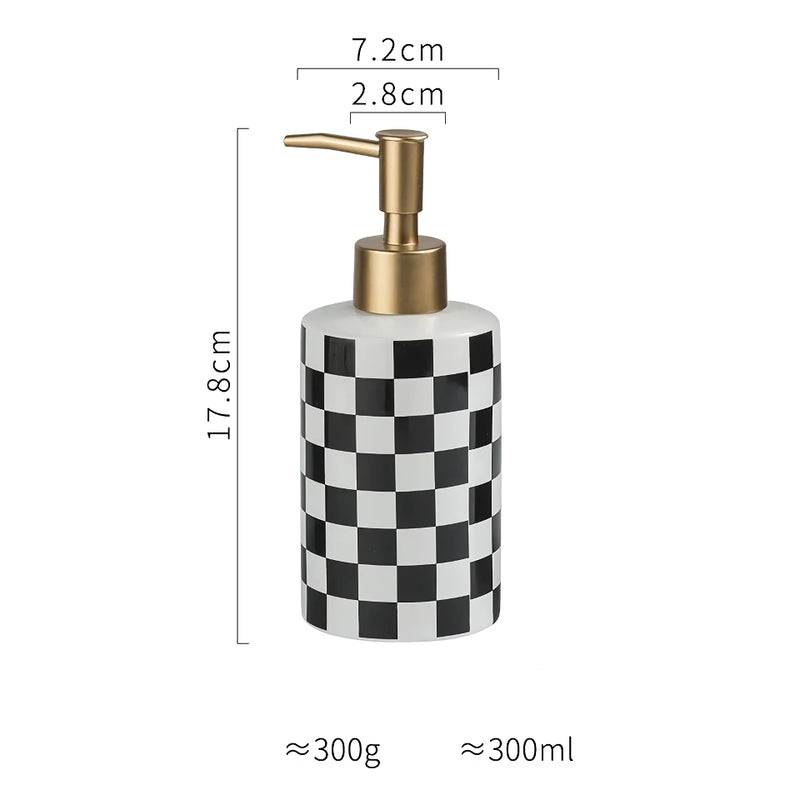plaid ceramic bathroom dispenser, view 4 - MRSLM