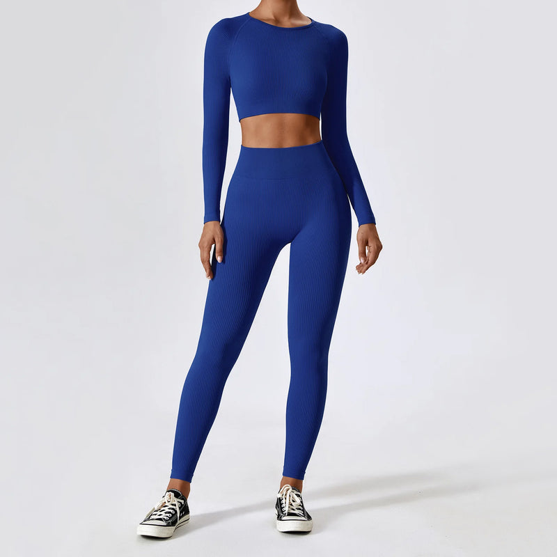 Women's ribbed long sleeve yoga crop top, view 27 - MRSLM