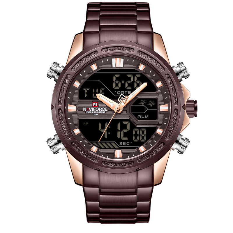 men's steel band multifunction quartz watch, view 5 - MRSLM