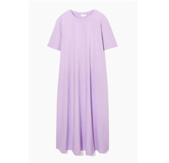 lavender T-shirt knit dress, view 6 - MRSLM