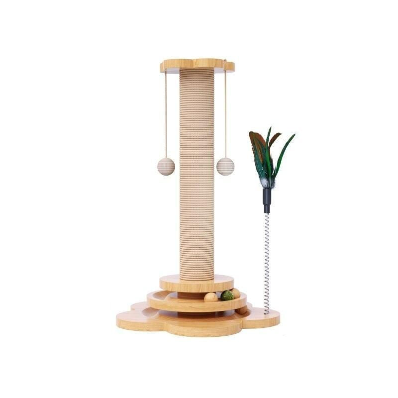 two-tier wooden cat scratching tower - MRSLM
