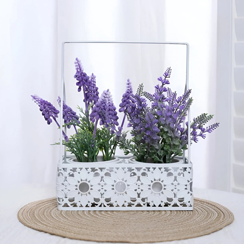 artificial lavender set with iron basket, view 4 - MRSLM