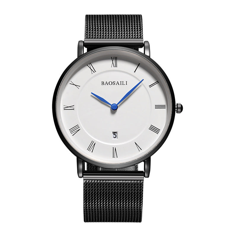 men's slim stainless steel business watch, view 6 - MRSLM